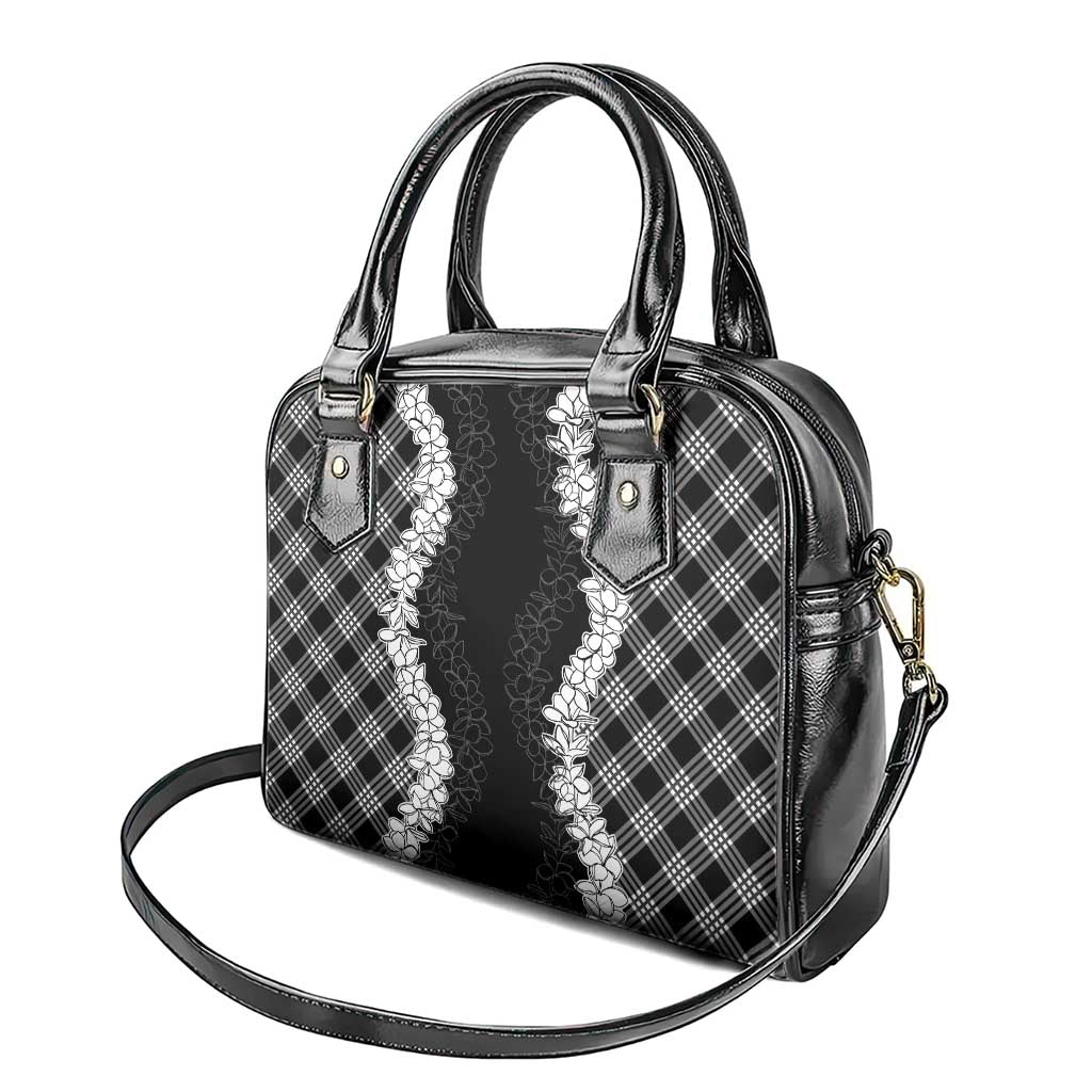 Hawaii Aloha Plumeria Lei Black Palaka Shoulder Handbag - Polynesian Pride