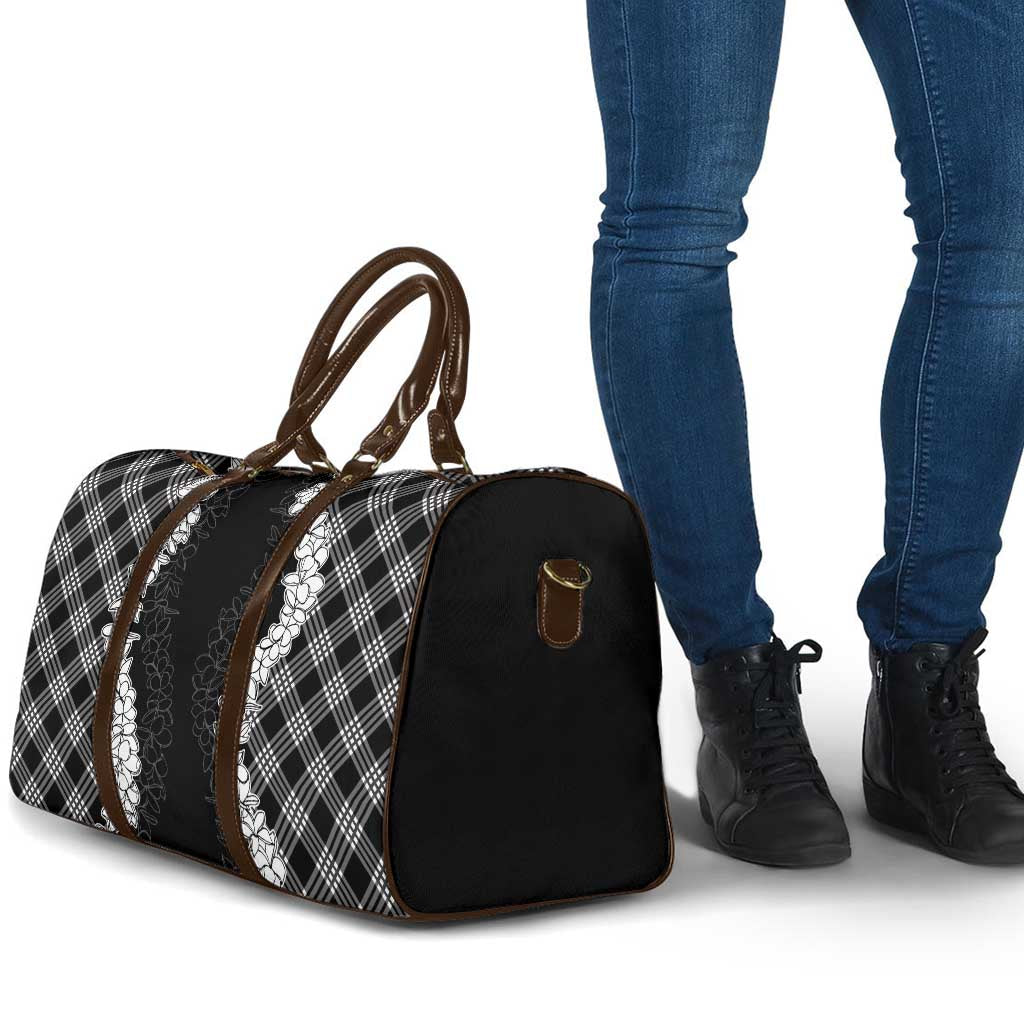 Hawaii Aloha Plumeria Lei Black Palaka Travel Bag - Polynesian Pride