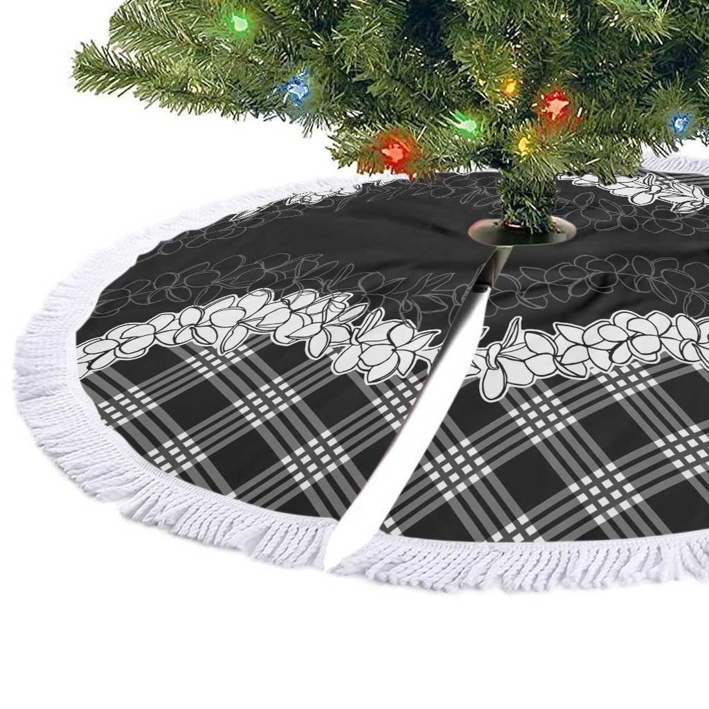 Hawaii Aloha Plumeria Lei Black Palaka Tree Skirt - Polynesian Pride