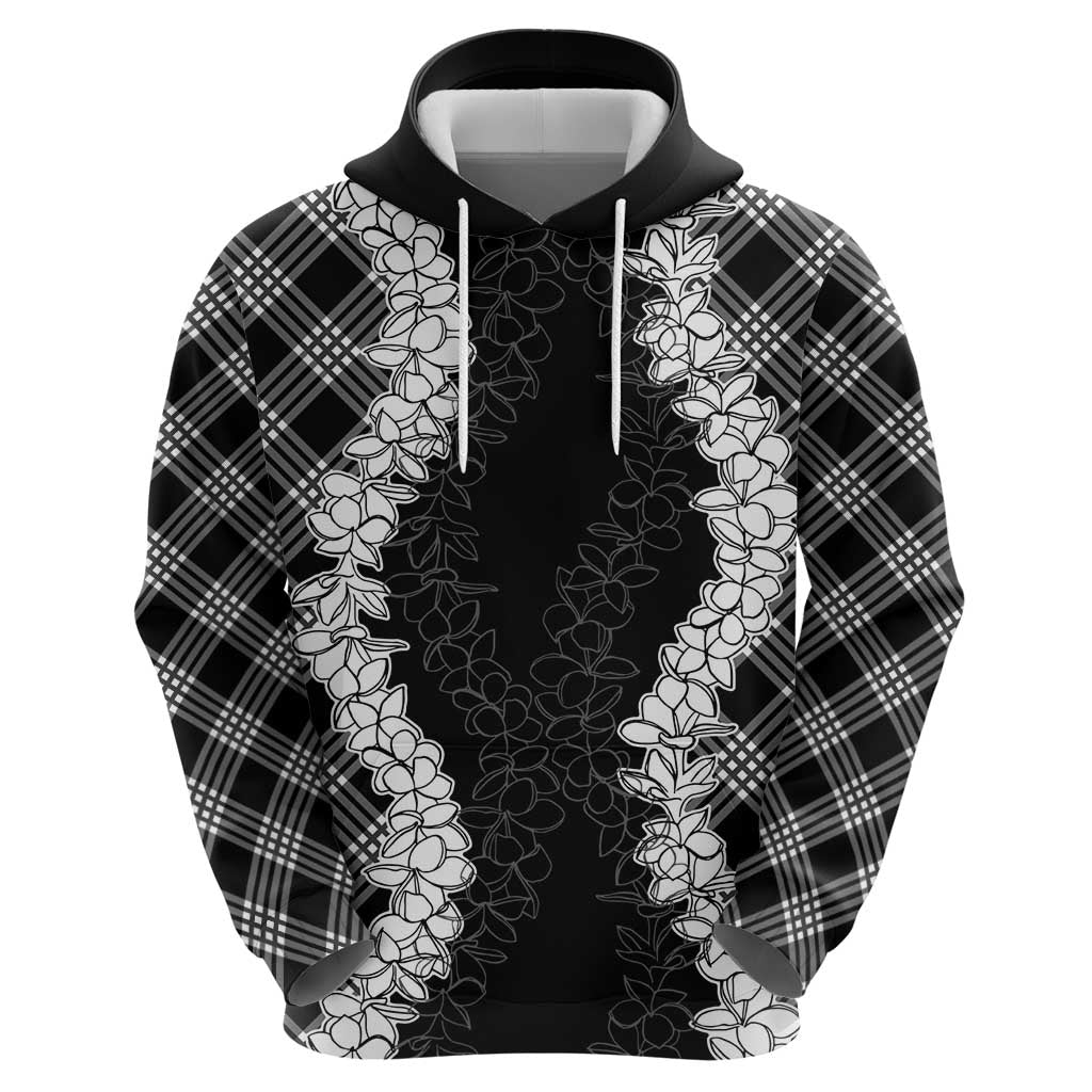 Hawaii Aloha Plumeria Lei Black Palaka Zip Hoodie - Polynesian Pride