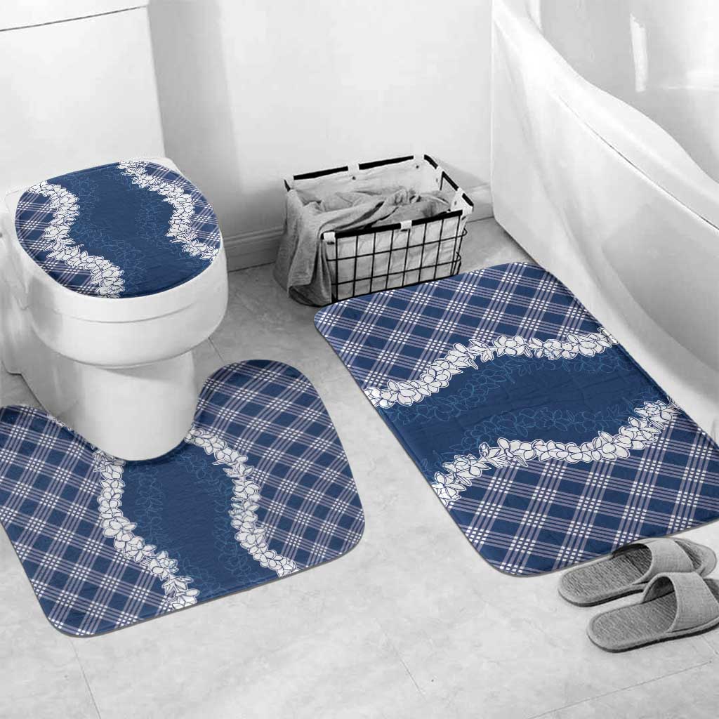 Hawaii Aloha Plumeria Lei Navy Palaka Bathroom Set - Polynesian Pride
