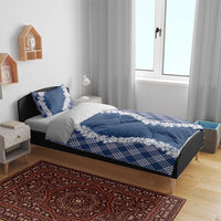 Hawaii Aloha Plumeria Lei Navy Palaka Bedding Set - Polynesian Pride