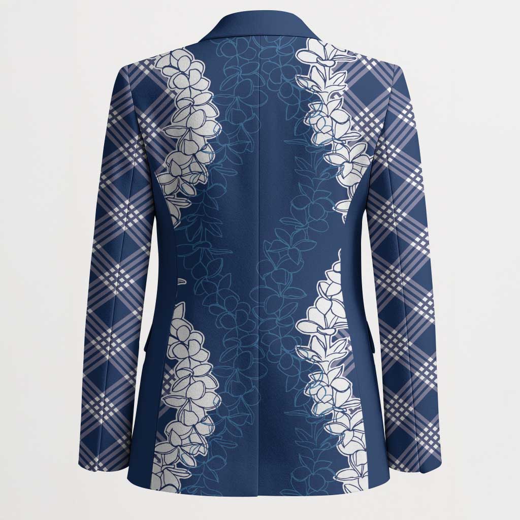 Hawaii Aloha Plumeria Lei Navy Palaka Blazer - Polynesian Pride