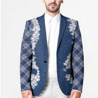 Hawaii Aloha Plumeria Lei Navy Palaka Blazer - Polynesian Pride