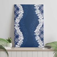 Hawaii Aloha Plumeria Lei Navy Palaka Canvas Wall Art - Polynesian Pride