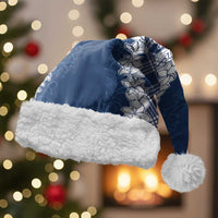 Hawaii Aloha Plumeria Lei Navy Palaka Christmas Santa Hat - Polynesian Pride