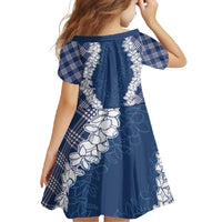 Hawaii Aloha Plumeria Lei Navy Palaka Family Matching Long Sleeve Bodycon Dress and Hawaiian Shirt LT7 - Polynesian Pride