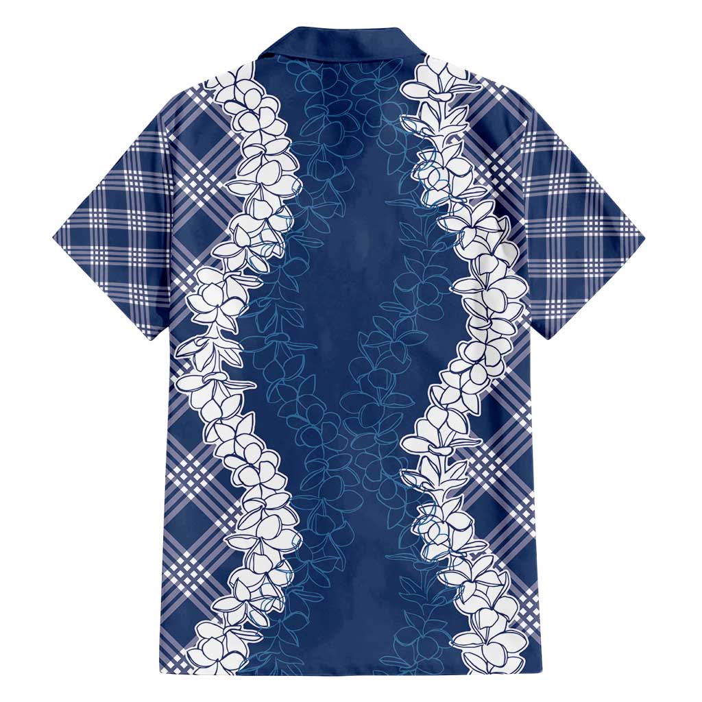 Hawaii Aloha Plumeria Lei Navy Palaka Family Matching Off Shoulder Maxi Dress and Hawaiian Shirt LT7 - Polynesian Pride