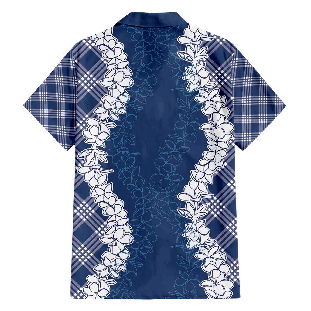 Hawaii Aloha Plumeria Lei Navy Palaka Family Matching Short Sleeve Bodycon Dress and Hawaiian Shirt LT7 - Polynesian Pride