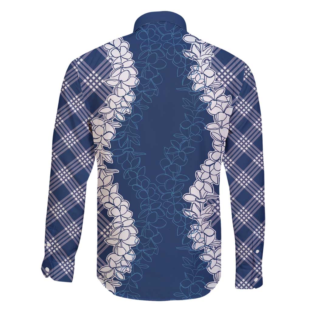 Hawaii Aloha Plumeria Lei Navy Palaka Family Matching Tank Maxi Dress and Hawaiian Shirt LT7 - Polynesian Pride