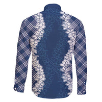 Hawaii Aloha Plumeria Lei Navy Palaka Family Matching Tank Maxi Dress and Hawaiian Shirt LT7 - Polynesian Pride