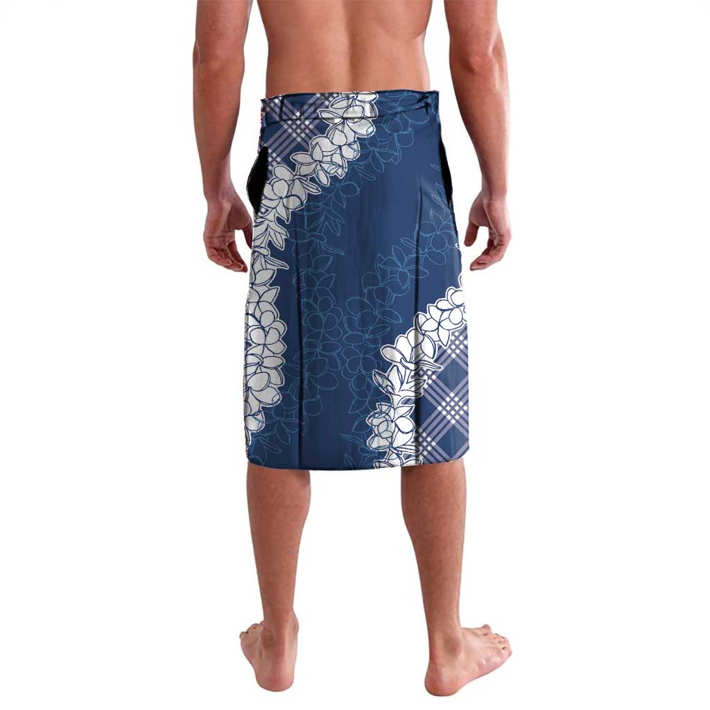 Hawaii Aloha Plumeria Lei Navy Palaka Lavalava - Polynesian Pride