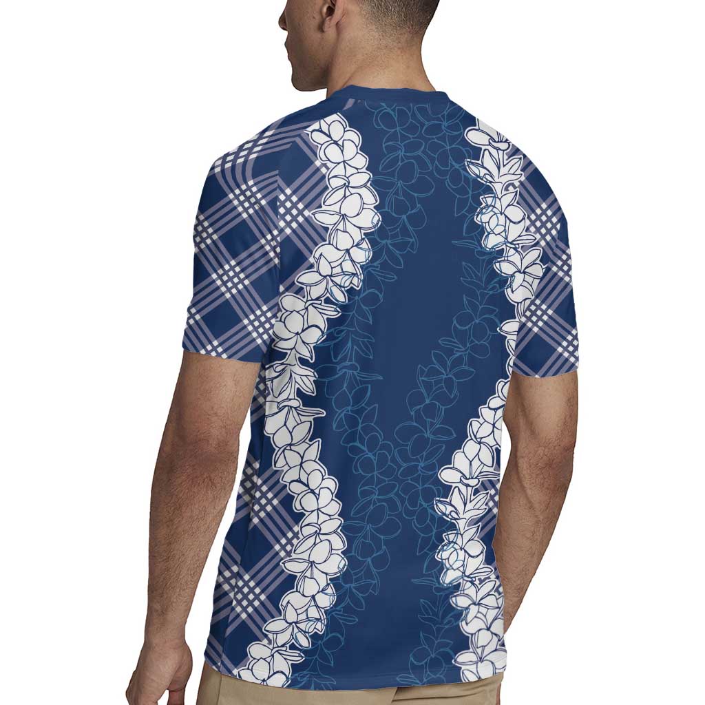 Hawaii Aloha Plumeria Lei Navy Palaka Rugby Jersey - Polynesian Pride