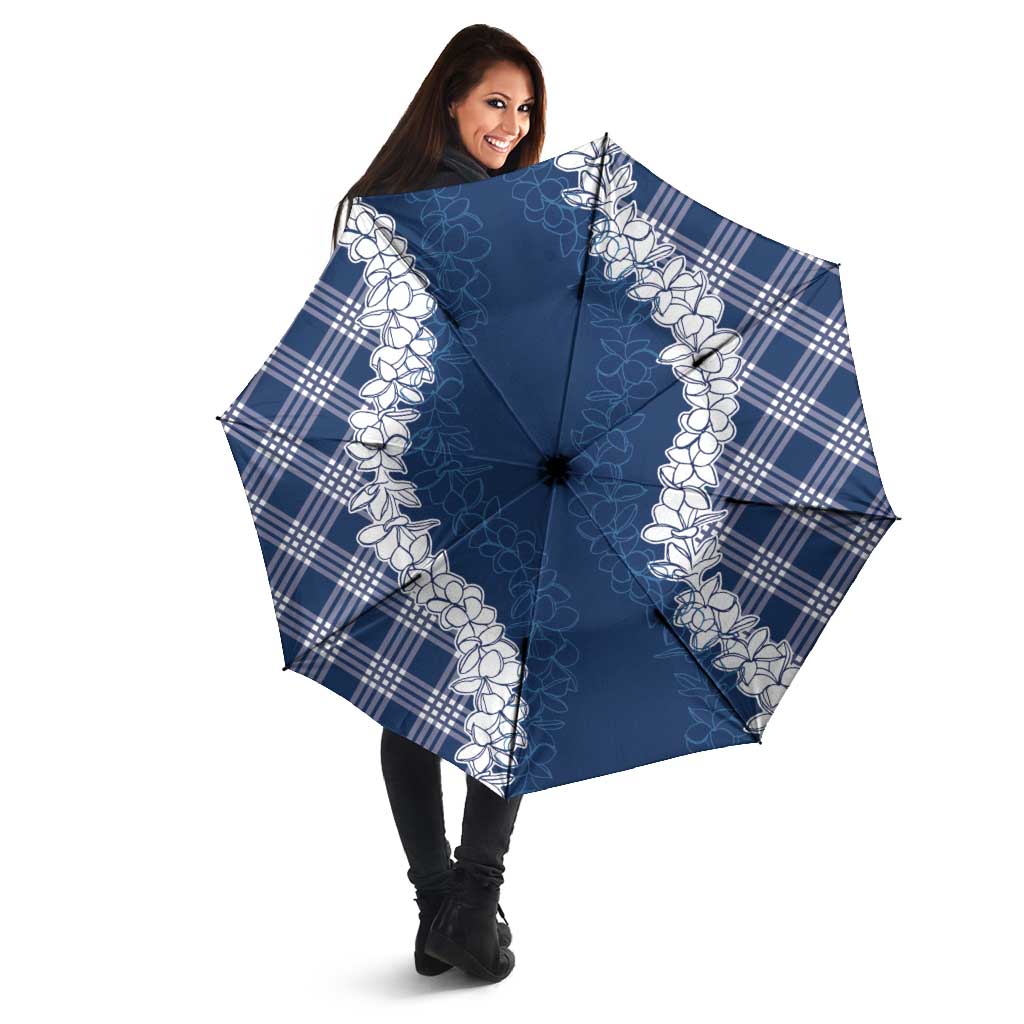 Hawaii Aloha Plumeria Lei Navy Palaka Umbrella LT7 - Polynesian Pride