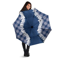 Hawaii Aloha Plumeria Lei Navy Palaka Umbrella LT7 - Polynesian Pride