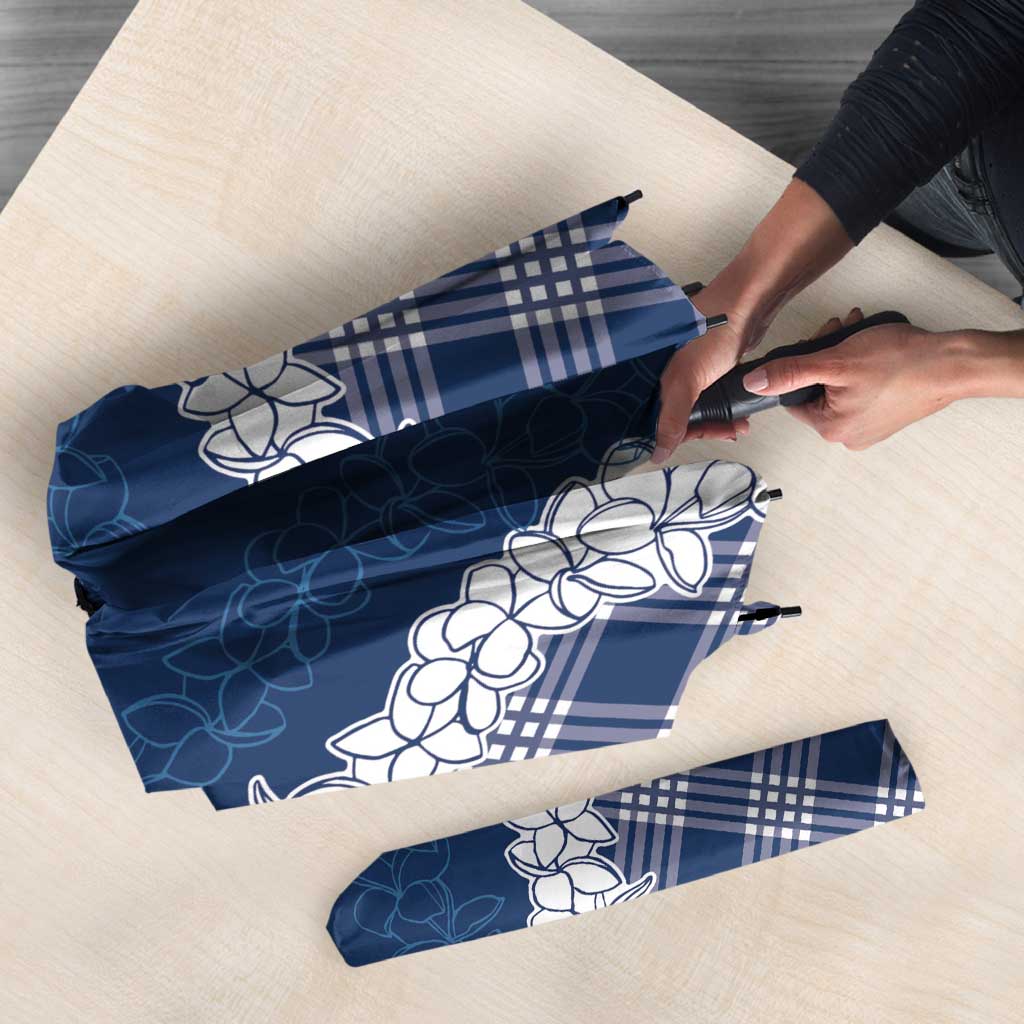 Hawaii Aloha Plumeria Lei Navy Palaka Umbrella LT7 - Polynesian Pride