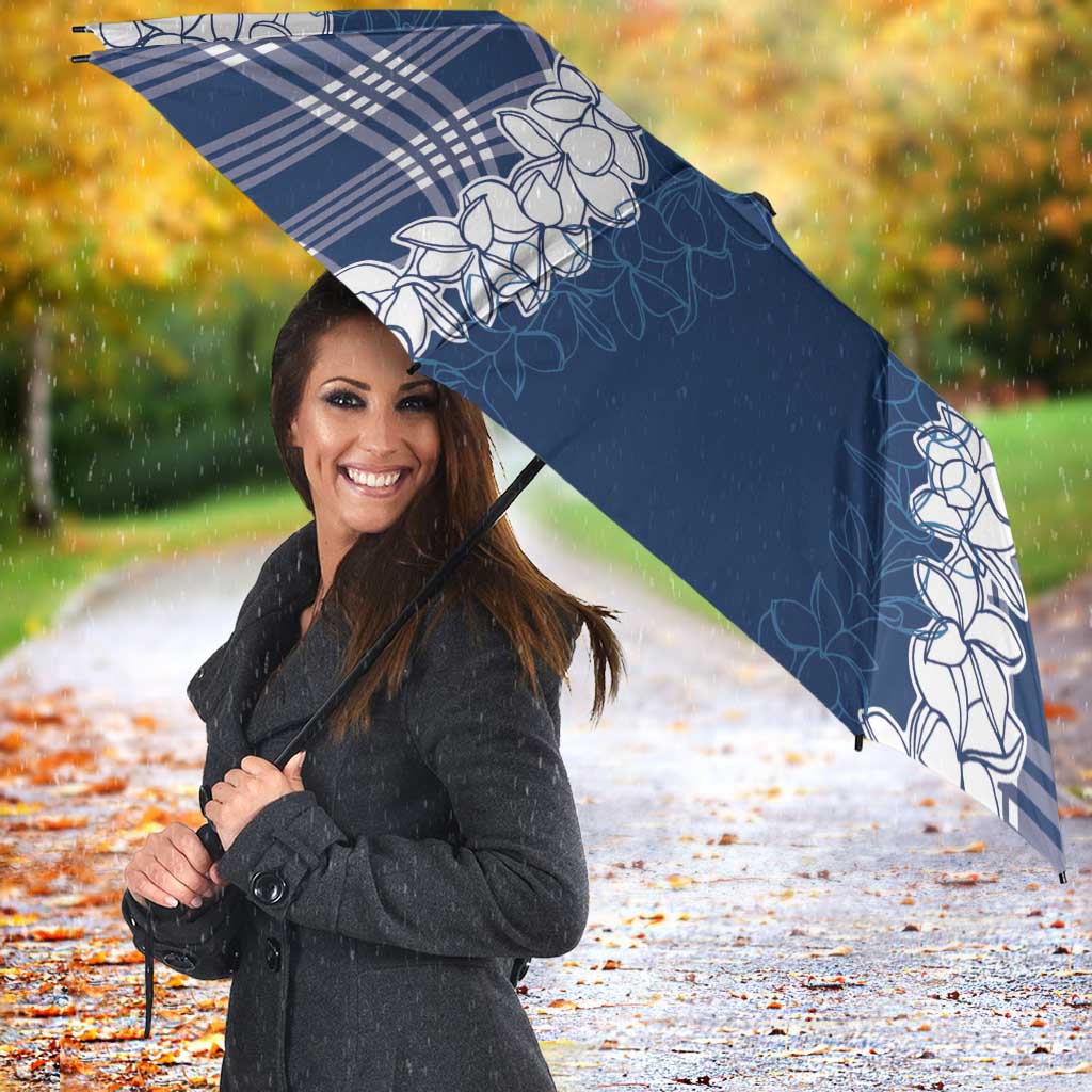 Hawaii Aloha Plumeria Lei Navy Palaka Umbrella LT7 - Polynesian Pride