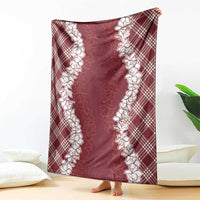 Hawaii Aloha Plumeria Lei Scarlet Palaka Blanket - Polynesian Pride