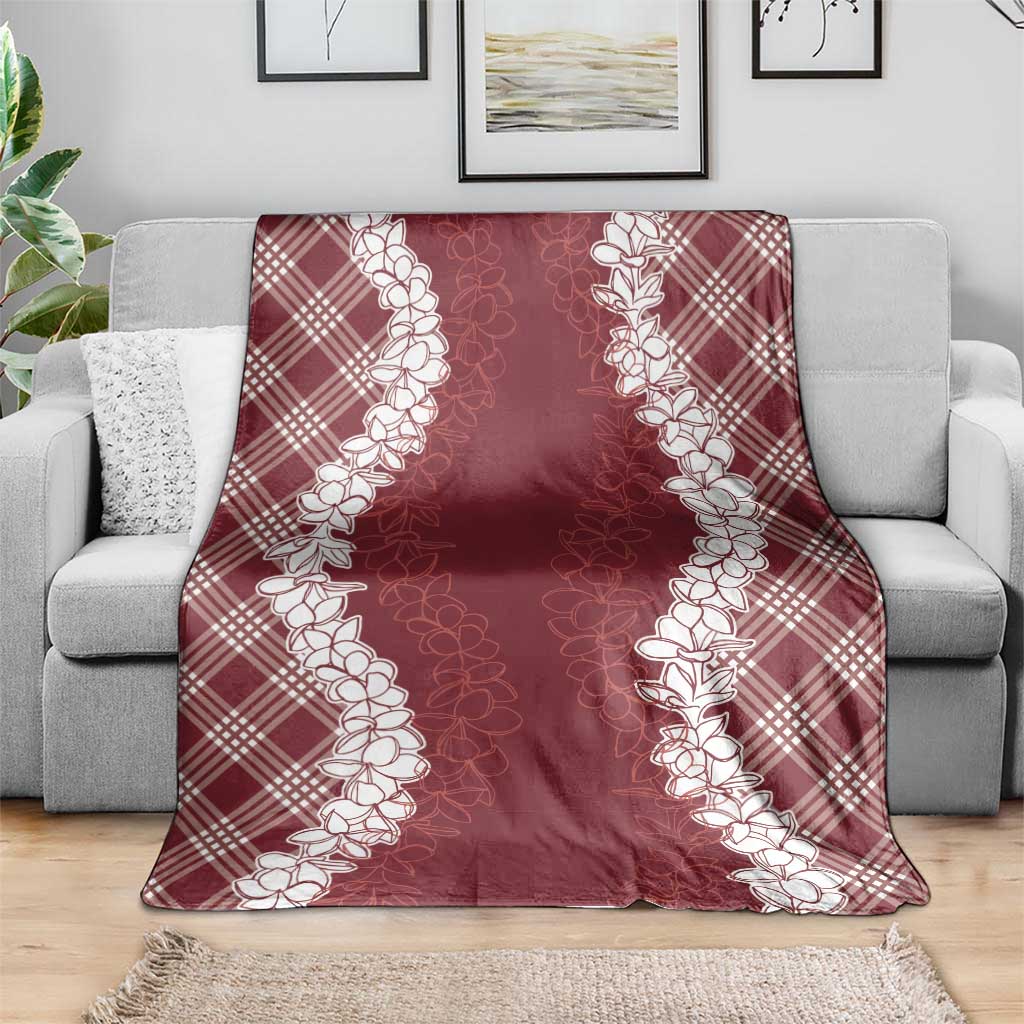 Hawaii Aloha Plumeria Lei Scarlet Palaka Blanket - Polynesian Pride
