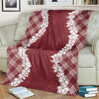 Hawaii Aloha Plumeria Lei Scarlet Palaka Blanket - Polynesian Pride