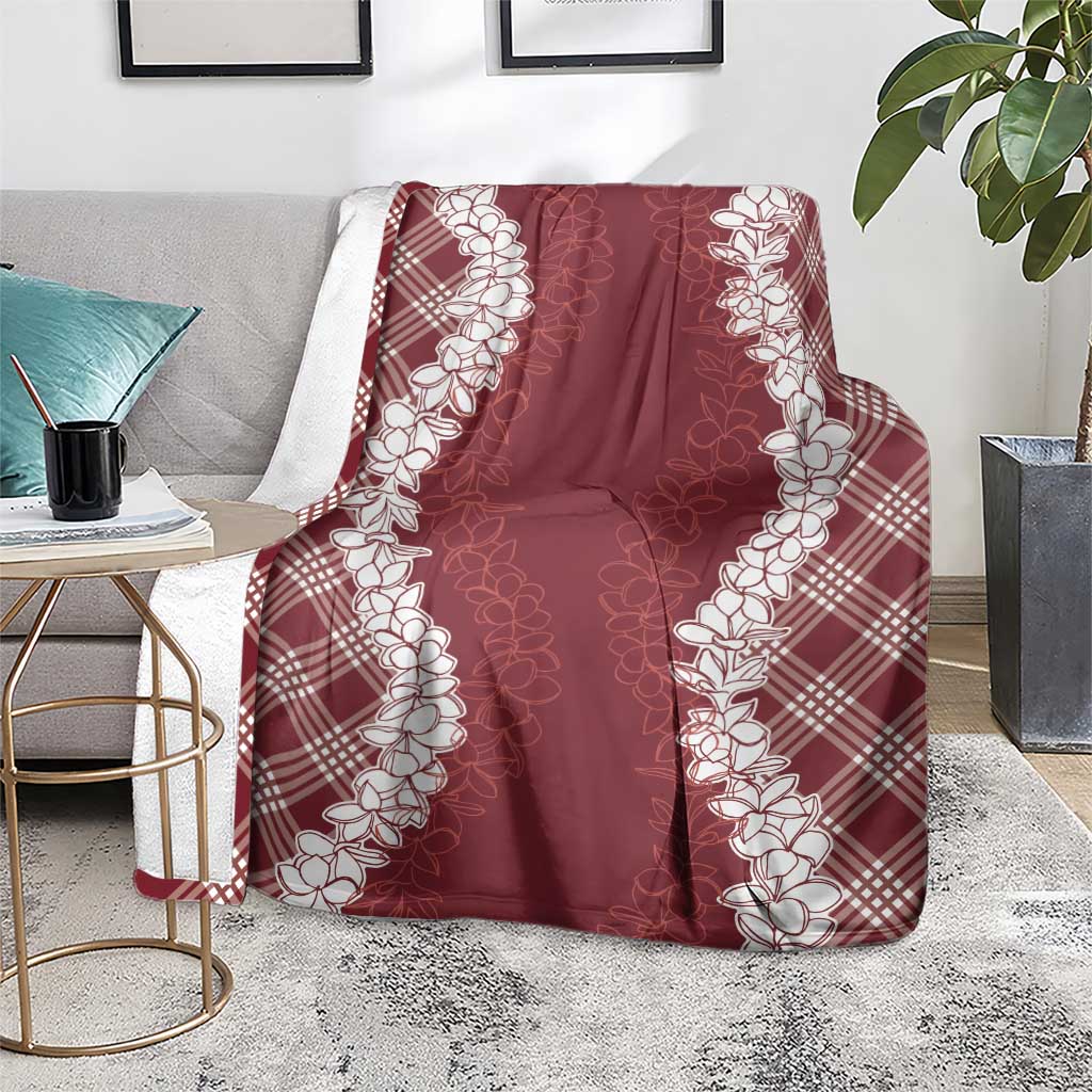 Hawaii Aloha Plumeria Lei Scarlet Palaka Blanket - Polynesian Pride