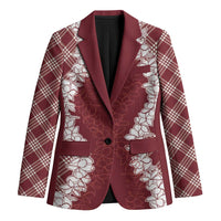 Hawaii Aloha Plumeria Lei Scarlet Palaka Blazer - Polynesian Pride