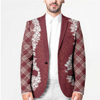 Hawaii Aloha Plumeria Lei Scarlet Palaka Blazer - Polynesian Pride