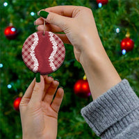 Hawaii Aloha Plumeria Lei Scarlet Palaka Ceramic Ornament - Polynesian Pride