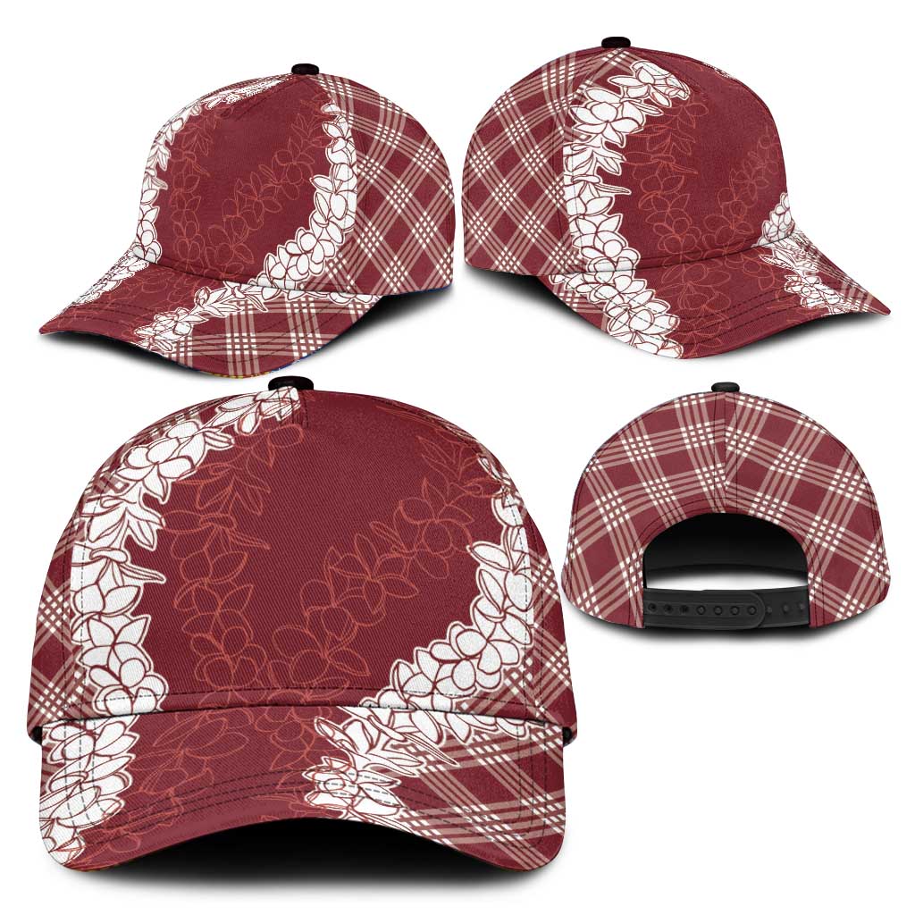 Hawaii Aloha Plumeria Lei Scarlet Palaka Classic Cap - Polynesian Pride