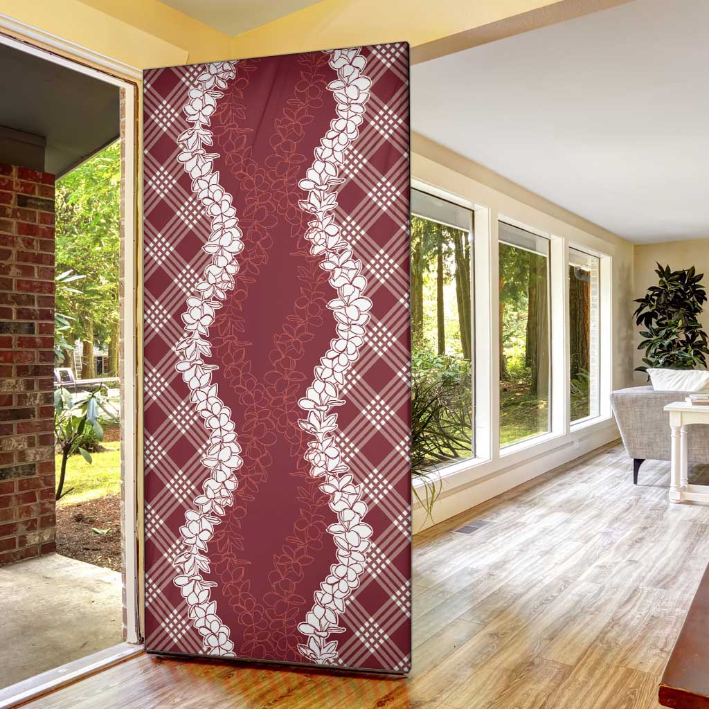 Hawaii Aloha Plumeria Lei Scarlet Palaka Door Cover - Polynesian Pride