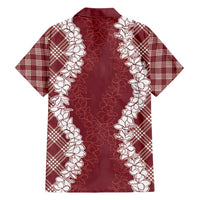 Hawaii Aloha Plumeria Lei Scarlet Palaka Family Matching Long Sleeve Bodycon Dress and Hawaiian Shirt LT7 - Polynesian Pride