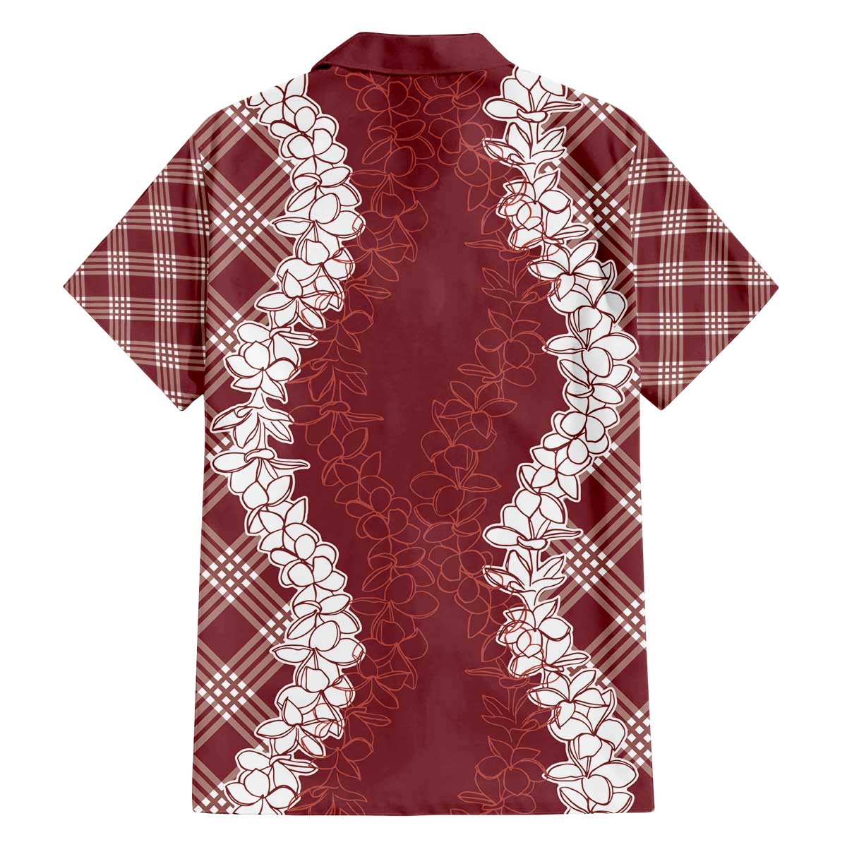 Hawaii Aloha Plumeria Lei Scarlet Palaka Family Matching Off The Shoulder Long Sleeve Dress and Hawaiian Shirt LT7 - Polynesian Pride