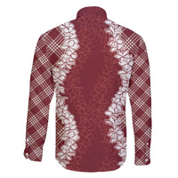 Hawaii Aloha Plumeria Lei Scarlet Palaka Family Matching Off Shoulder Maxi Dress and Hawaiian Shirt LT7 - Polynesian Pride