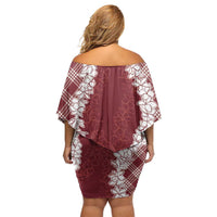 Hawaii Aloha Plumeria Lei Scarlet Palaka Family Matching Off Shoulder Short Dress and Hawaiian Shirt LT7 - Polynesian Pride