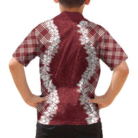 Hawaii Aloha Plumeria Lei Scarlet Palaka Family Matching Summer Maxi Dress and Hawaiian Shirt LT7 - Polynesian Pride