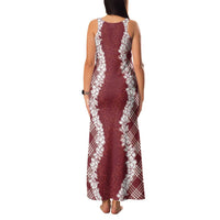 Hawaii Aloha Plumeria Lei Scarlet Palaka Family Matching Tank Maxi Dress and Hawaiian Shirt LT7 - Polynesian Pride