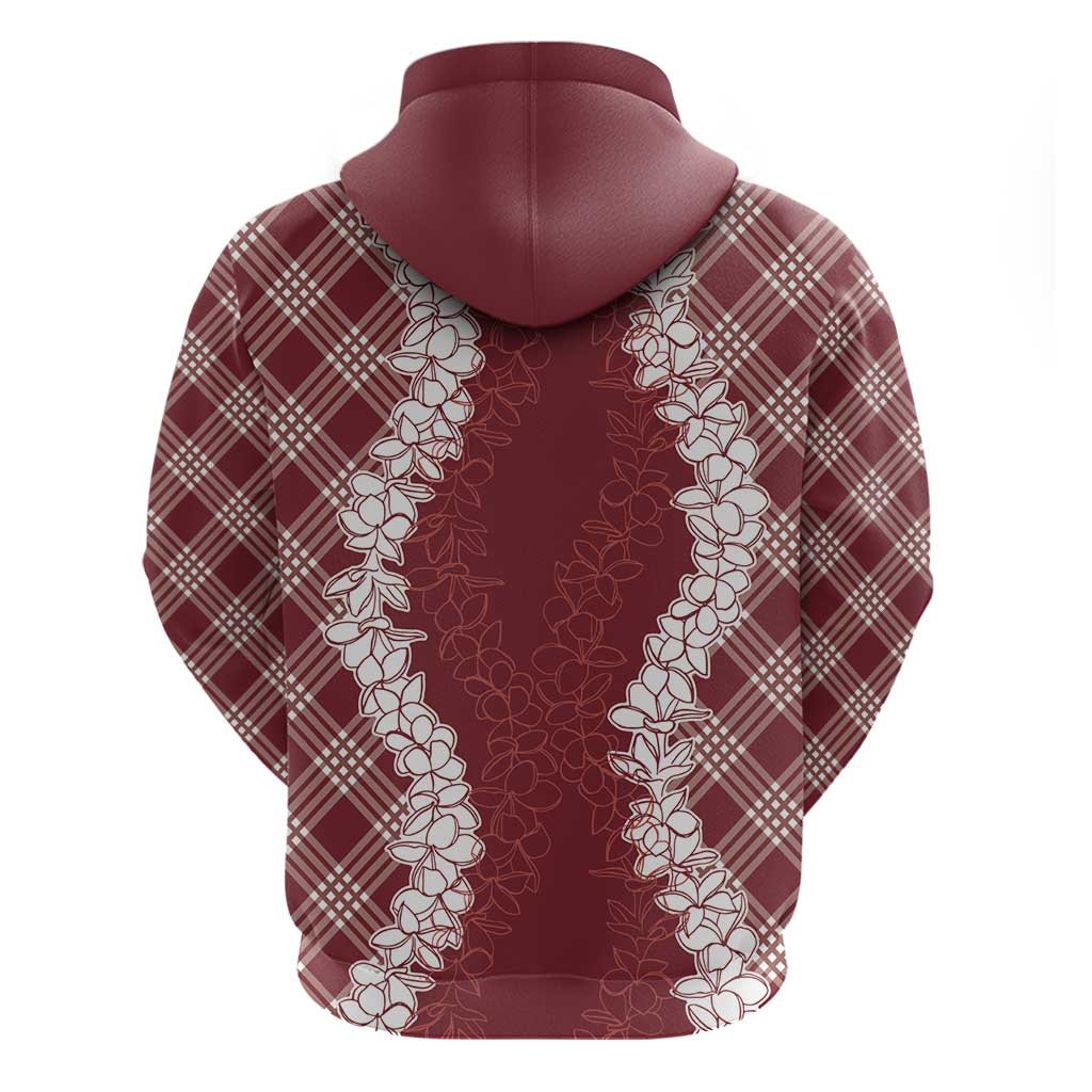 Hawaii Aloha Plumeria Lei Scarlet Palaka Hoodie - Polynesian Pride