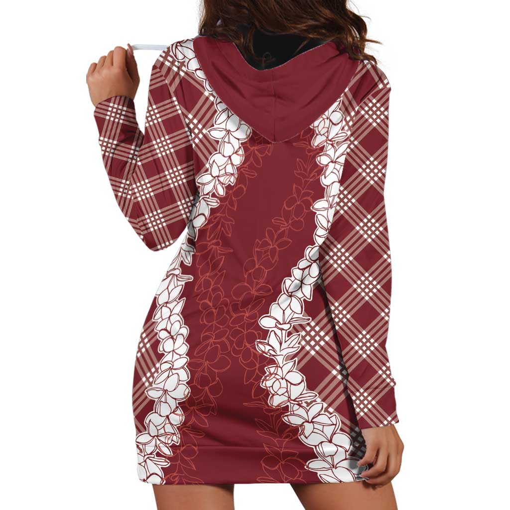 Hawaii Aloha Plumeria Lei Scarlet Palaka Hoodie Dress - Polynesian Pride