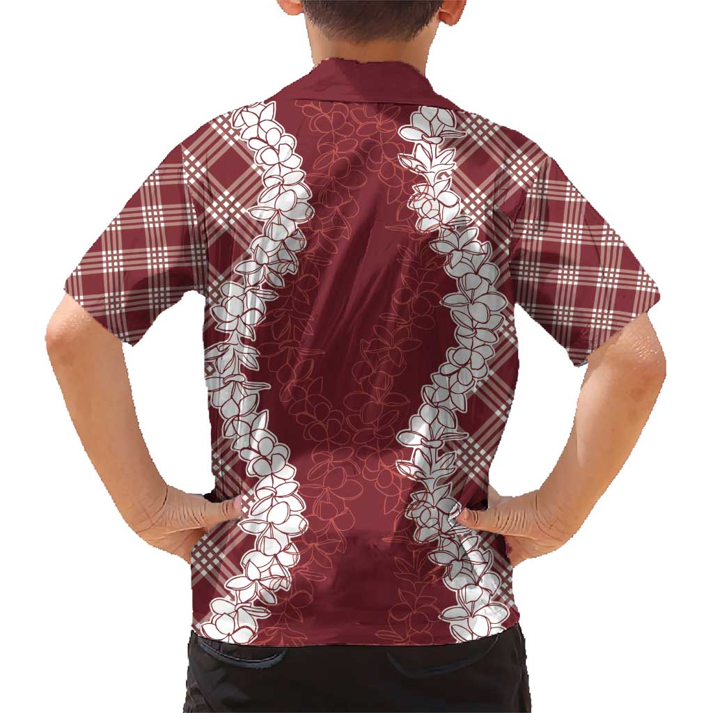 Hawaii Aloha Plumeria Lei Scarlet Palaka Kid Hawaiian Shirt LT7 - Polynesian Pride