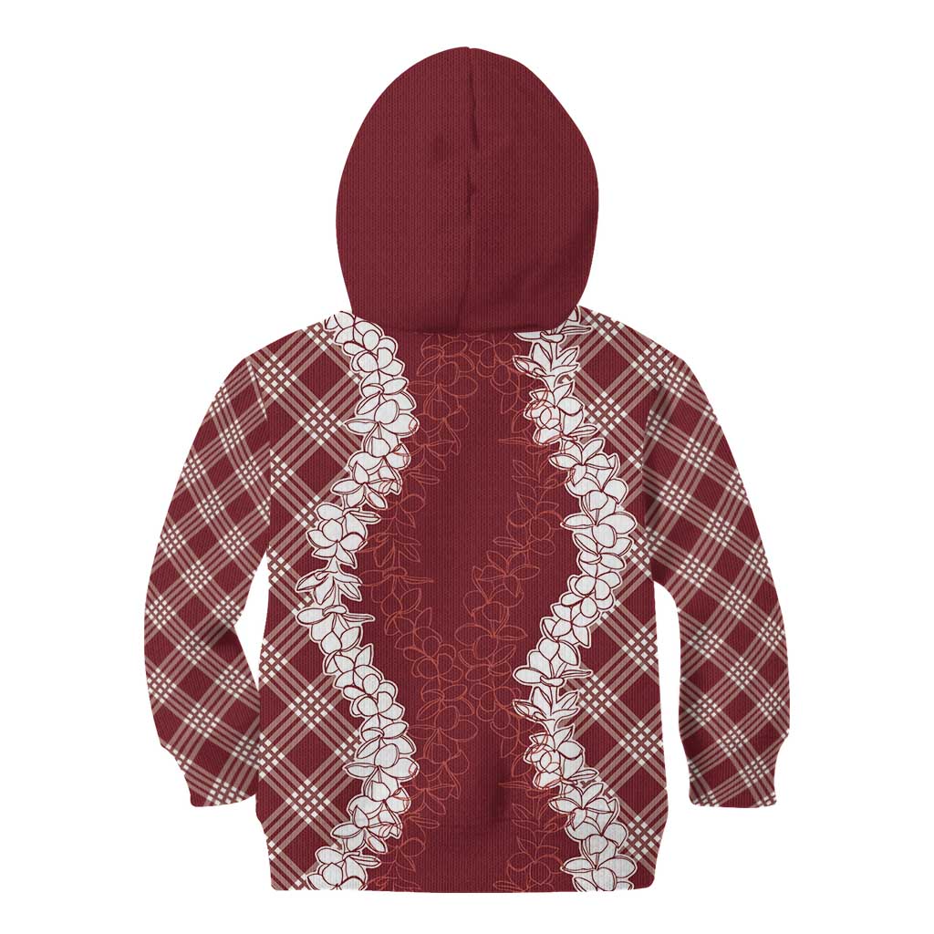 Hawaii Aloha Plumeria Lei Scarlet Palaka Kid Hoodie LT7 - Polynesian Pride