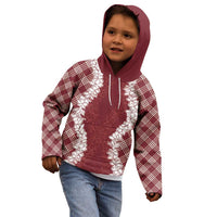 Hawaii Aloha Plumeria Lei Scarlet Palaka Kid Hoodie LT7 - Polynesian Pride