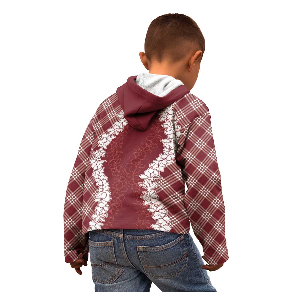 Hawaii Aloha Plumeria Lei Scarlet Palaka Kid Hoodie LT7 - Polynesian Pride