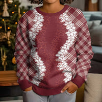 Hawaii Aloha Plumeria Lei Scarlet Palaka Kid Ugly Christmas Sweater - Polynesian Pride