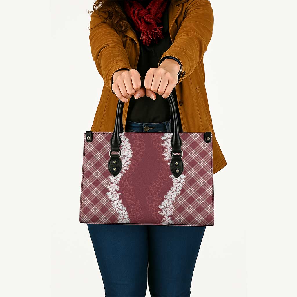 Hawaii Aloha Plumeria Lei Scarlet Palaka Leather Bag - undefined