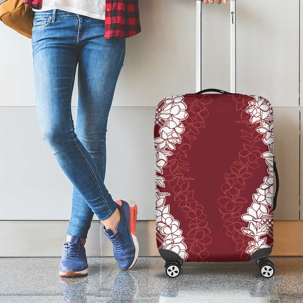 Hawaii Aloha Plumeria Lei Scarlet Palaka Luggage Cover - Polynesian Pride