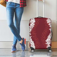 Hawaii Aloha Plumeria Lei Scarlet Palaka Luggage Cover - Polynesian Pride