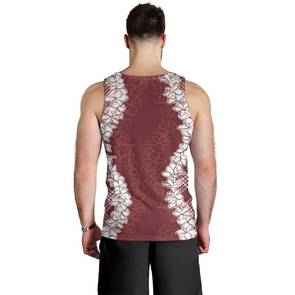 Hawaii Aloha Plumeria Lei Scarlet Palaka Men Tank Top - Polynesian Pride