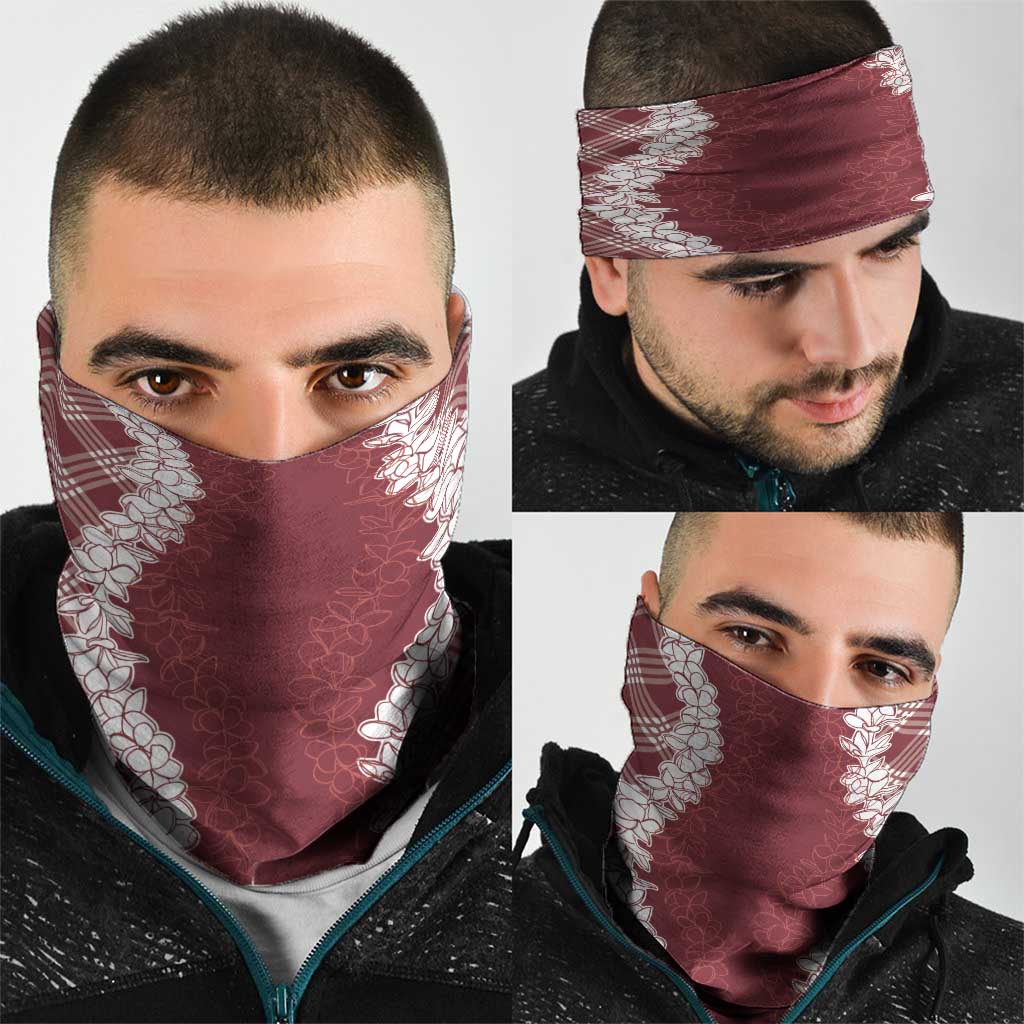Hawaii Aloha Plumeria Lei Scarlet Palaka Neck Gaiter - undefined