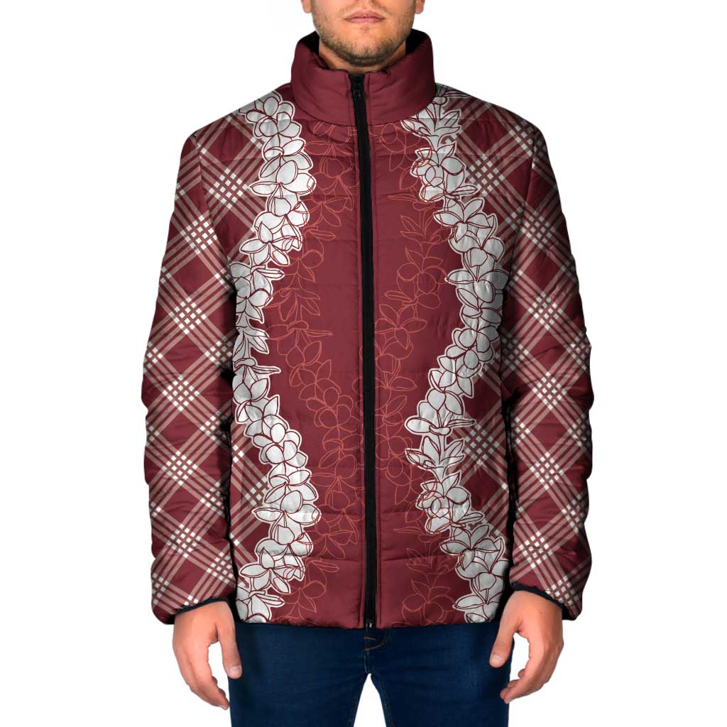 Hawaii Aloha Plumeria Lei Scarlet Palaka Padded Jacket - Polynesian Pride