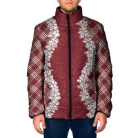 Hawaii Aloha Plumeria Lei Scarlet Palaka Padded Jacket - Polynesian Pride